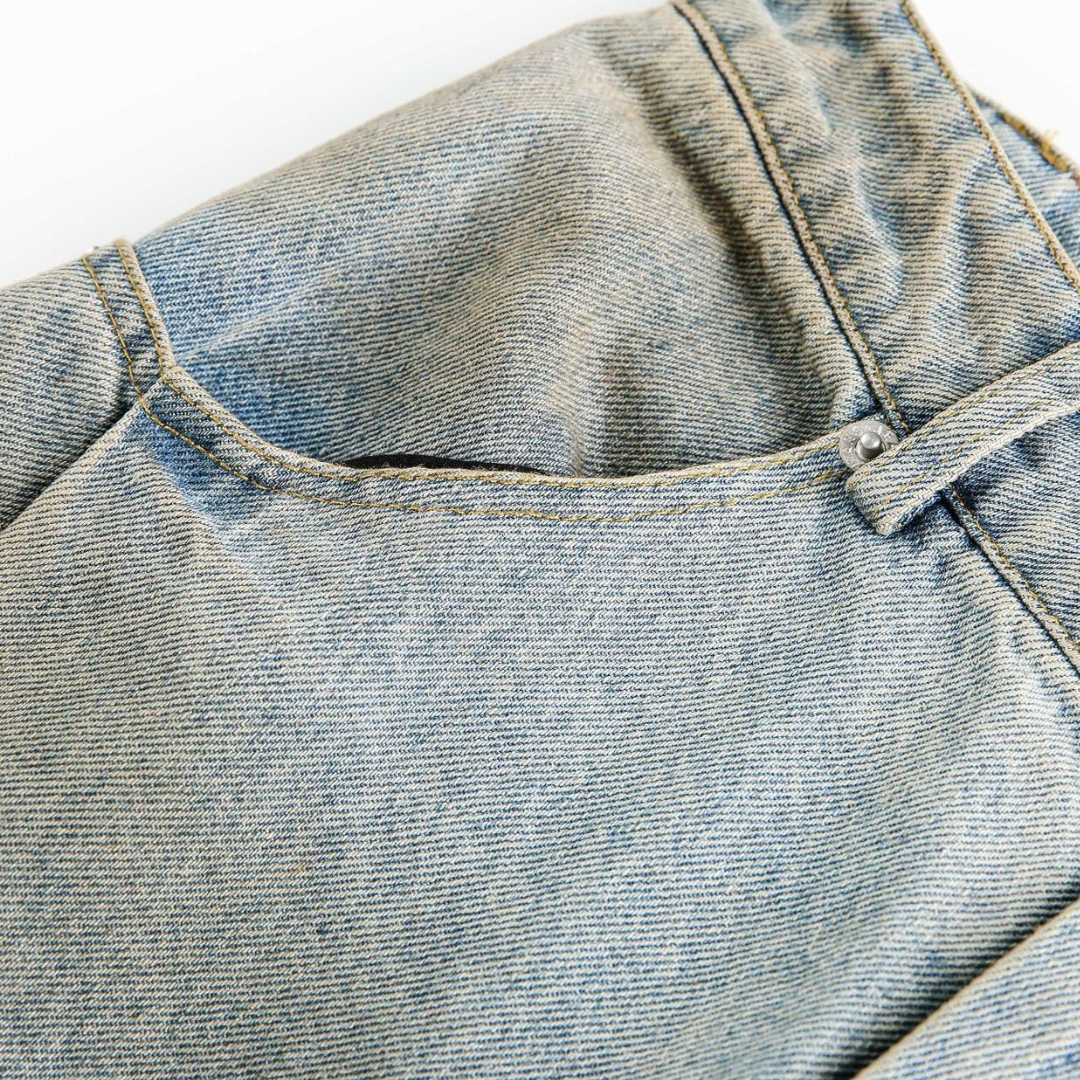ダーティーデニム　ヘムタック　ワイドパンツ　N533