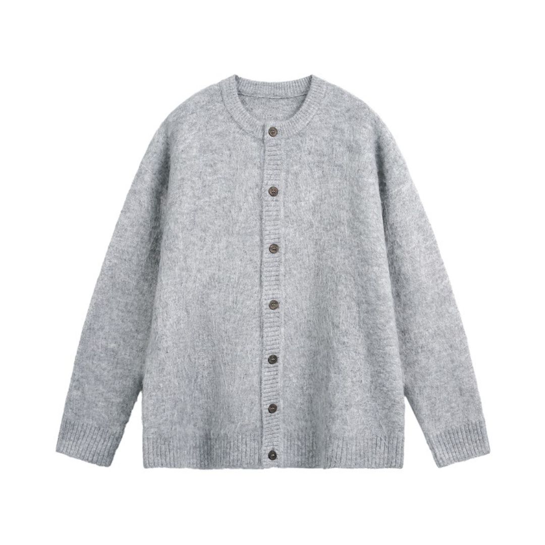 シャギーニット　クルーネック　カーディガン　N940