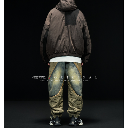 [YMORIGINAL] White Duck Down Denim Layered Hooded Jacket N846