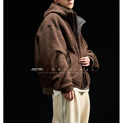 【Y.M.ORIGINAL】ホワイトグースダウン　ツイード　フードジャケット　N845