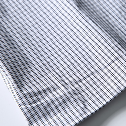 ダブルカラー　ドロスト　チェック半袖シャツ　N1635