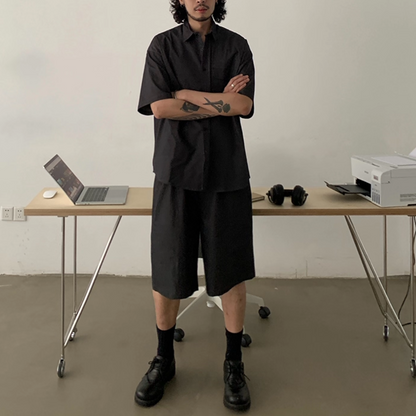 ストレッチツイル　ウエストギャザー　ワイド　ショートパンツ　N505