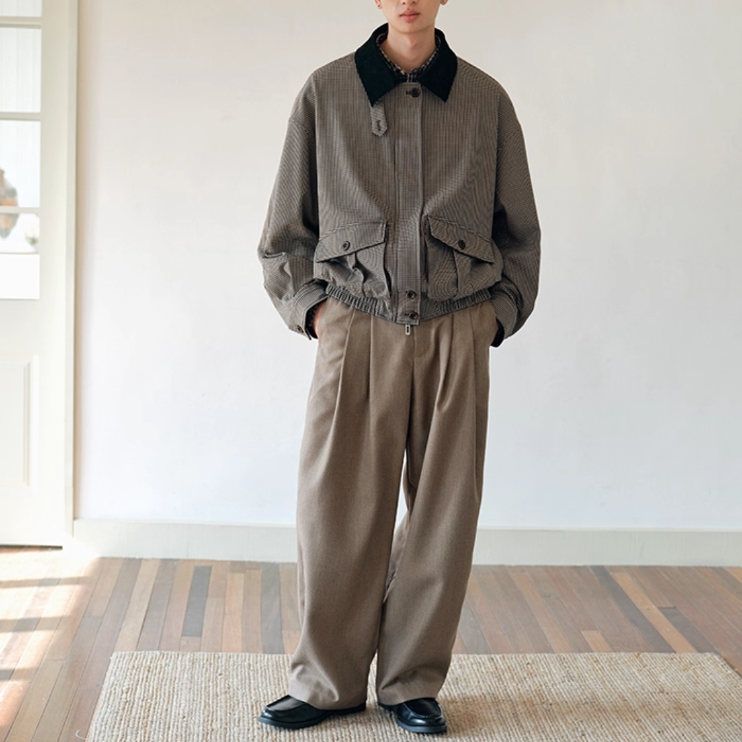 2WAY　ボックスプリーツポケット　チェックジャケット　N749