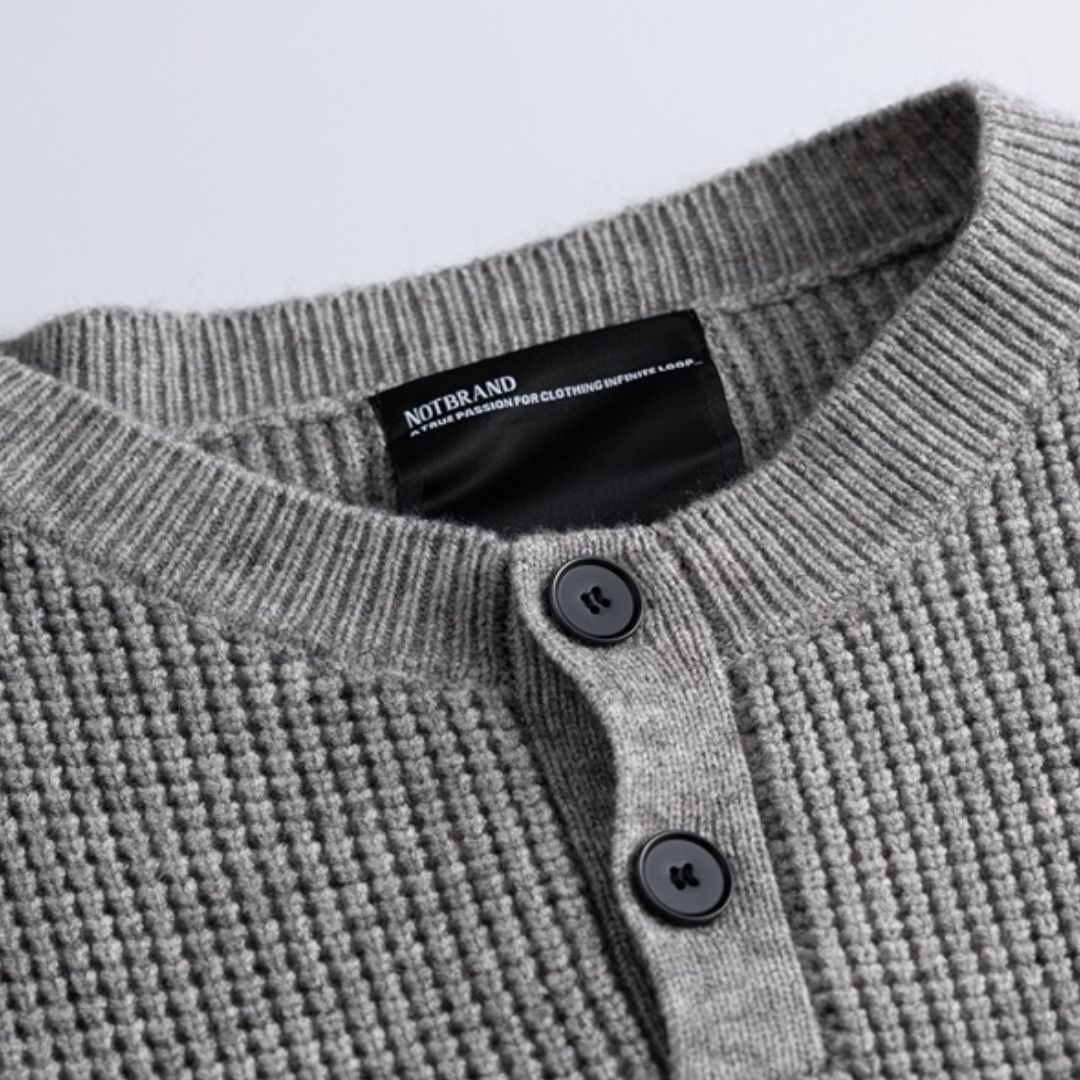 ワッフル　ヘンリーネック　ニット　N1017