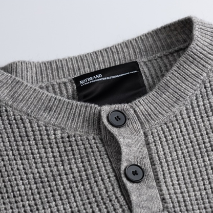 ワッフル　ヘンリーネック　ニット　N1017