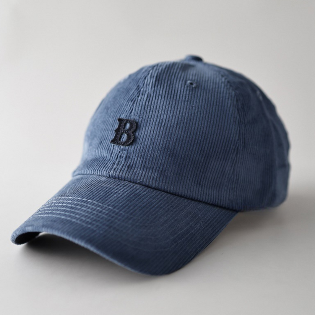 【B】ポイントロゴ コーデュロイキャップ N597 ブルー