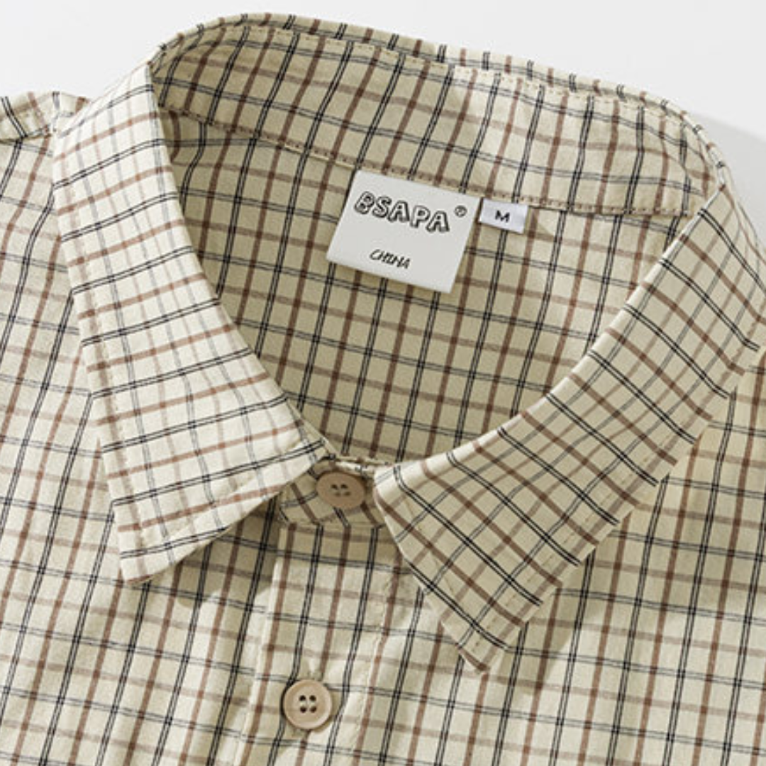 ダブルフラップ　ドローコードヘム　チェックシャツ　N1247