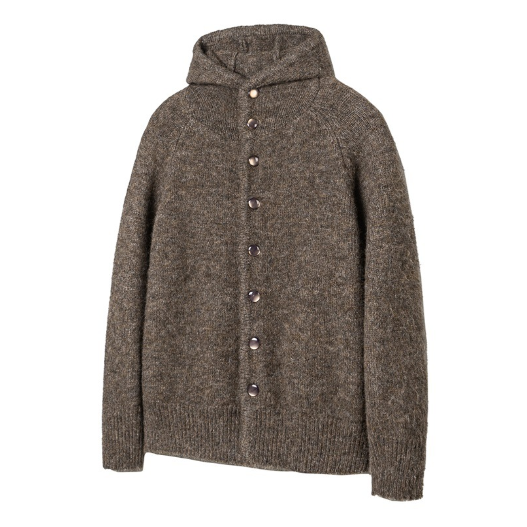 ウール混 シャギーニット フード カーディガン　N939