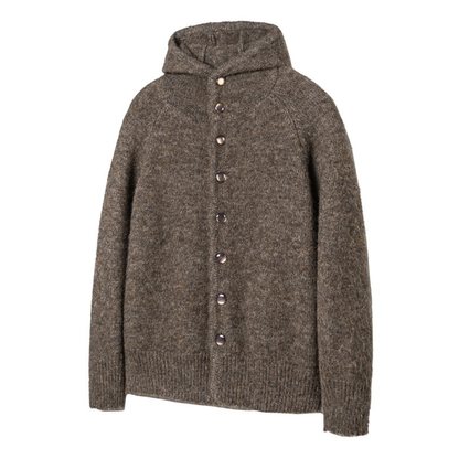 ウール混 シャギーニット フード カーディガン　N939