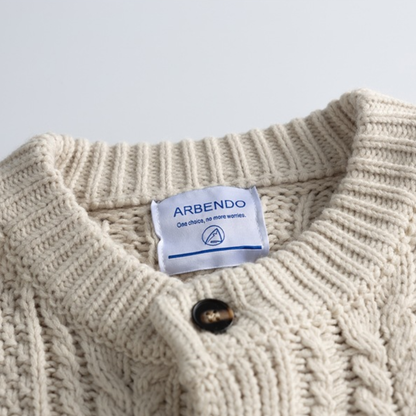 クレイジー ケーブルニット クルーネック カーディガン　N942