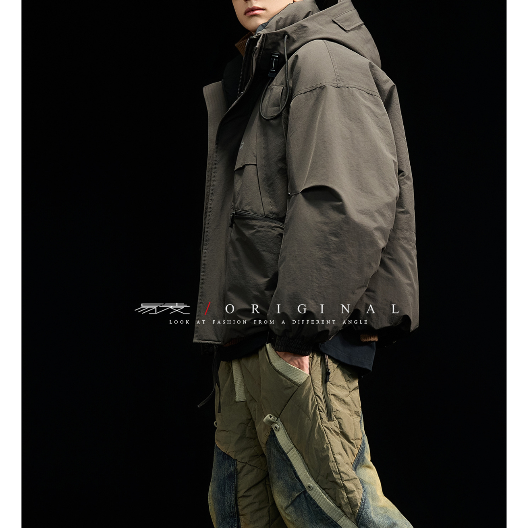 [YMORIGINAL] White Duck Down Zip Pocket Hooded Jacket N852