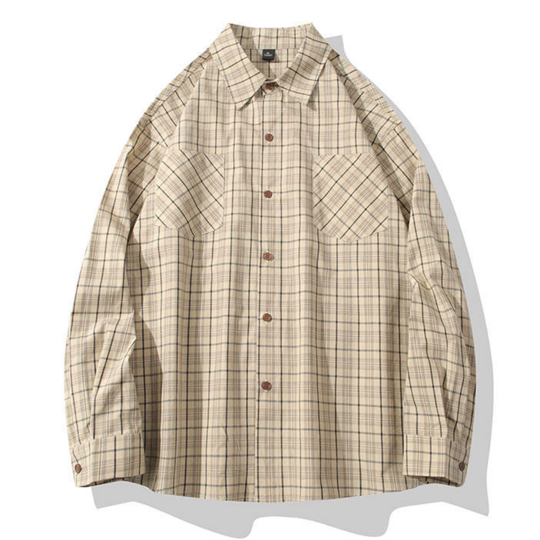 Double Pocket Retro Check Shirt N1252 ベージュ