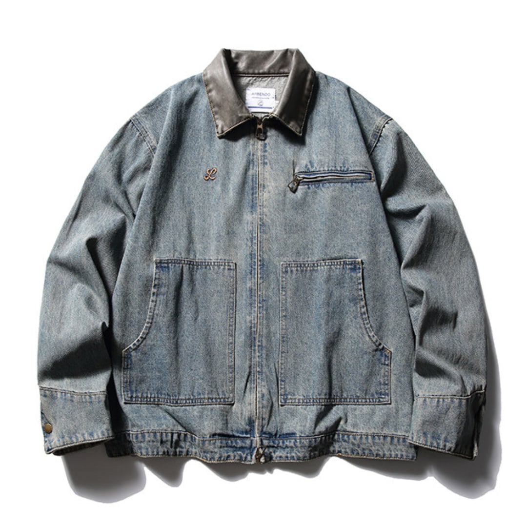 レザーコンビ  ビンテージ デニムジャケット B681