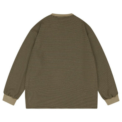 ミジンボーダー　クルーネック長袖Tシャツ　B956