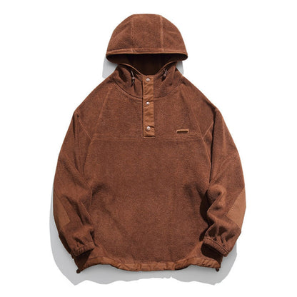 Half button fleece hooded pullover C245