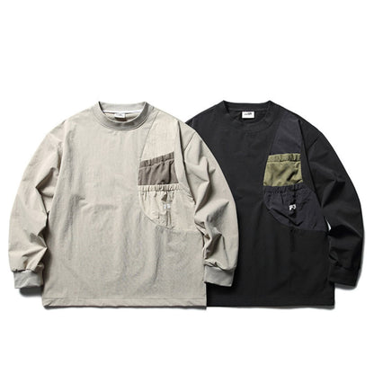 Gathered pocket nylon pullover B907