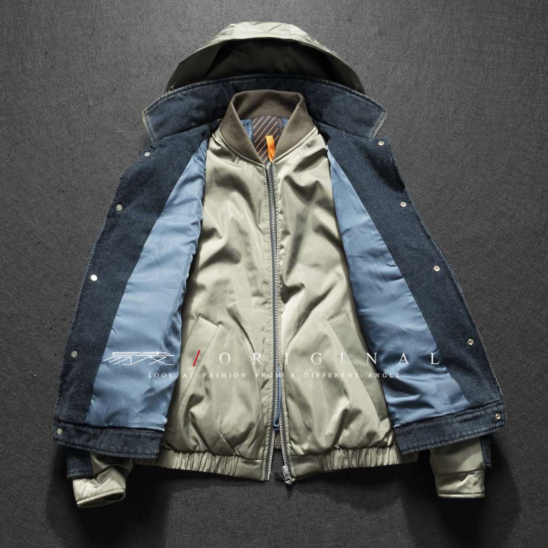 [YMORIGINAL] White Duck Down Layered Denim Jacket N840