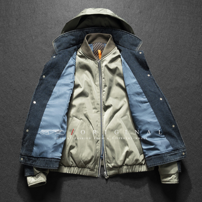 [YMORIGINAL] White Duck Down Layered Denim Jacket N840