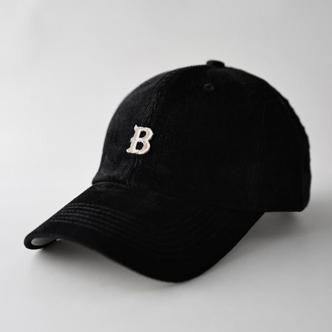 【B】ポイントロゴ コーデュロイキャップ N597 ブラック