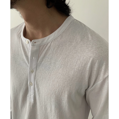 スラブコットン　ヘンリーネック　長袖Tシャツ　N658