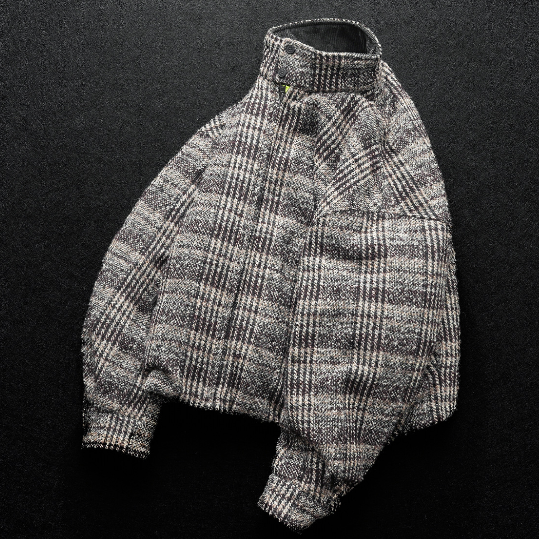 [YMORIGINAL] White Duck Down Tweed Check Jacket N848