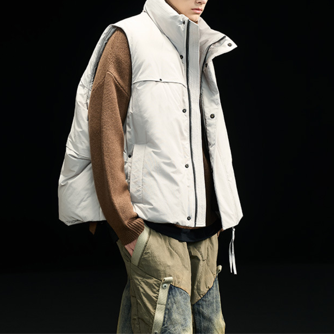 [YMORIGINAL] White Duck Down Fly Front Vest N870
