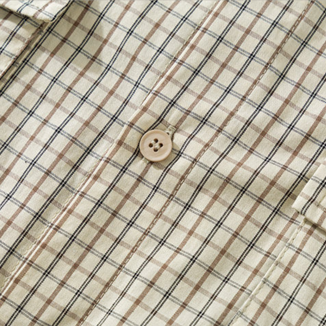 ダブルフラップ　ドローコードヘム　チェックシャツ　N1247