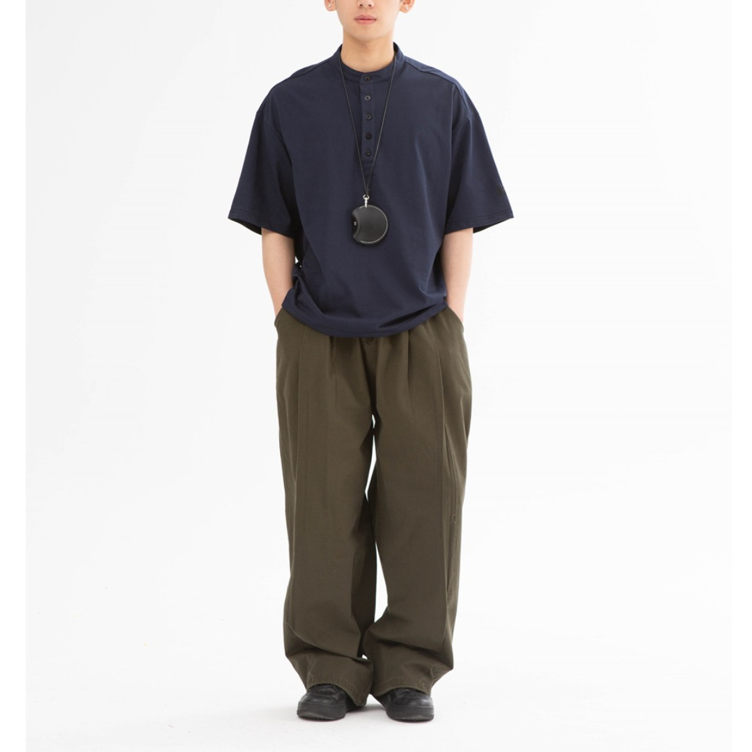 コットンポリエステル　ヘンリーネック　Tシャツ　N446