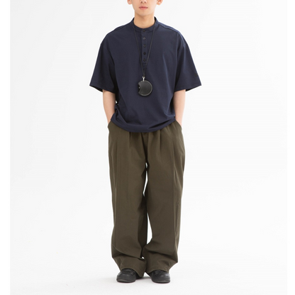 コットンポリエステル　ヘンリーネック　Tシャツ　N446