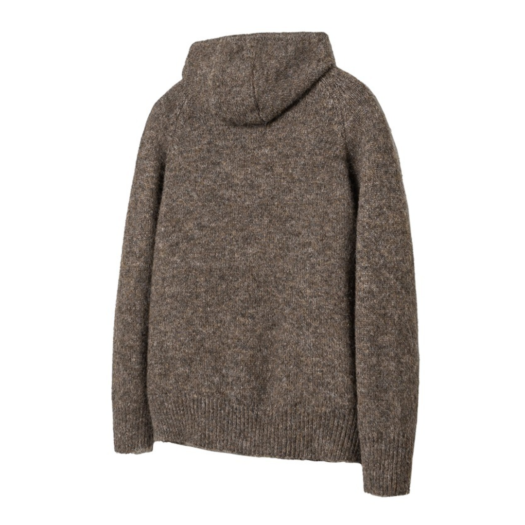 ウール混 シャギーニット フード カーディガン　N939