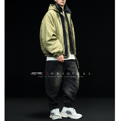 [YMORIGINAL] White Duck Down Denim Layered Hooded Jacket N846