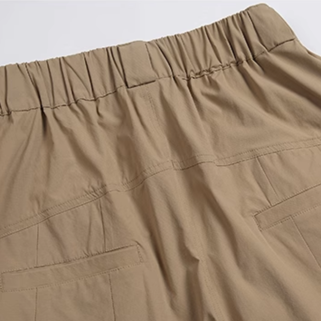 ストレッチナイロン　ドローストリング　タックワイドパンツ　N270