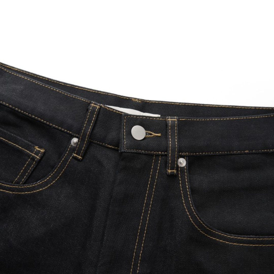 コットンポリエステル デニム ストレートパンツ N676