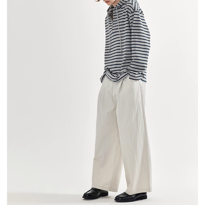 コットンナイロン  タックワイド　ストレートパンツ N733