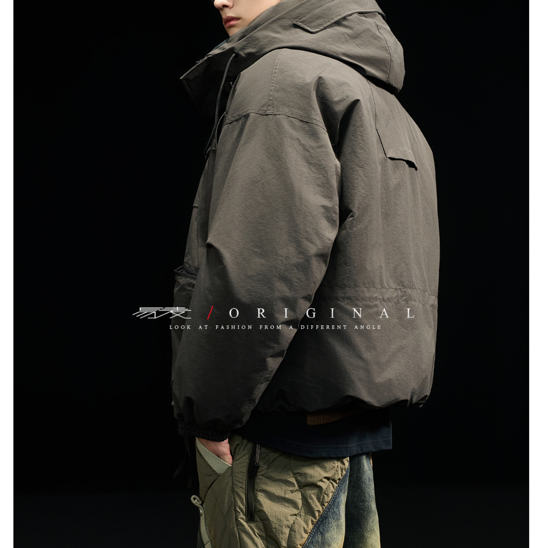 [YMORIGINAL] White Duck Down Zip Pocket Hooded Jacket N852