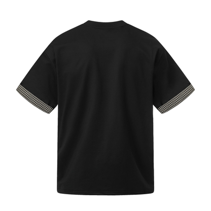 カフスチェック　フェイクレイヤードTシャツ　N1619