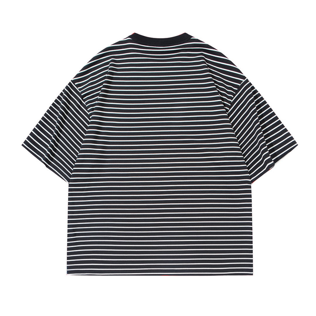 細ボーダー　ストレッチレーヨン　Tシャツ　N1632