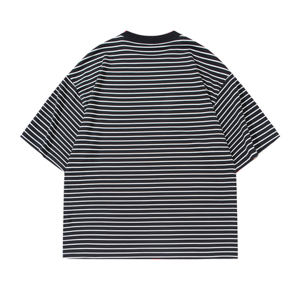 細ボーダー　ストレッチレーヨン　Tシャツ　N1632