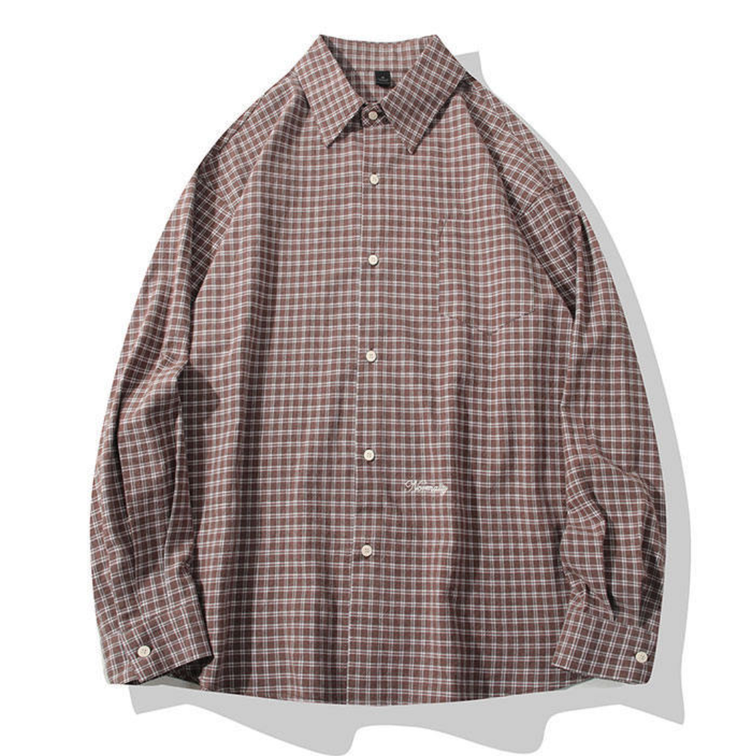Point Logo Graph Check Shirt N1251 ブラウン