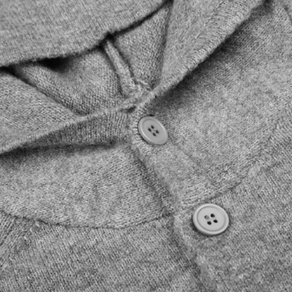 ウールブレンドニット　ラグランスリーブ　フードカーディガン　N1690