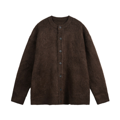 シャギーニット　クルーネック　カーディガン　N940