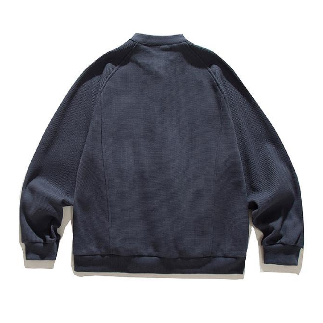 コットンポリ　ワッフル　クルーネックカーディガン　N1345
