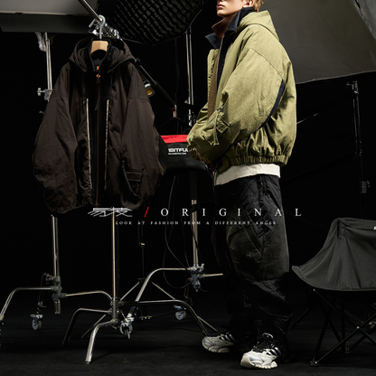 [YMORIGINAL] White Duck Down Denim Layered Hooded Jacket N846