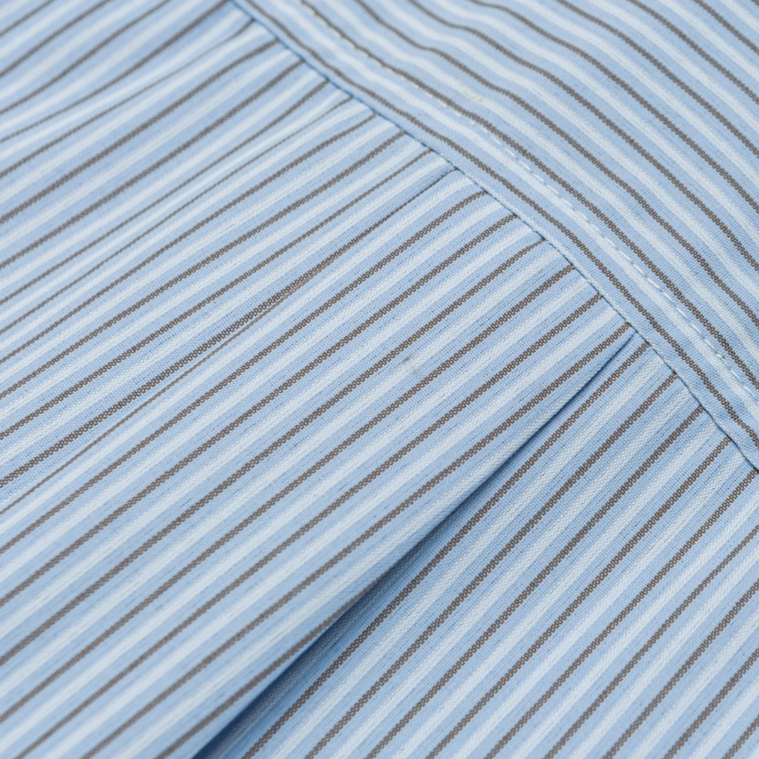 コットンポリ　マルチストライプ　レギュラーシャツ　N1273