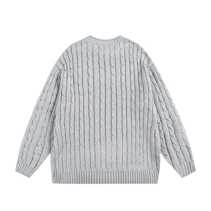 ケーブル編み　クルーネック　ニット　N1031