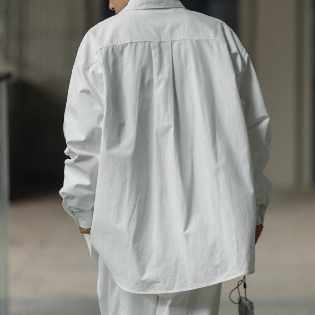 Oversized button-down long sleeve shirt A046