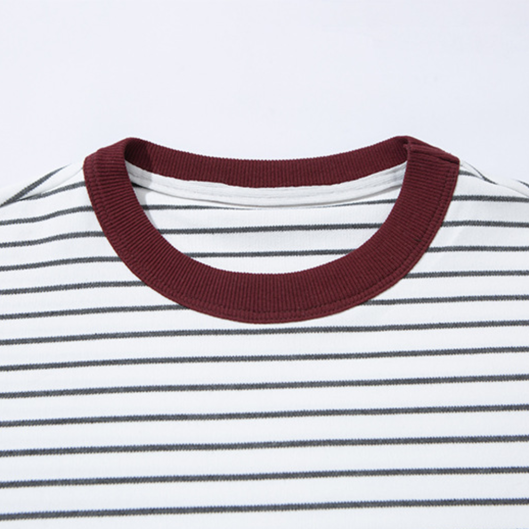 細ボーダー　ストレッチレーヨン　Tシャツ　N1632