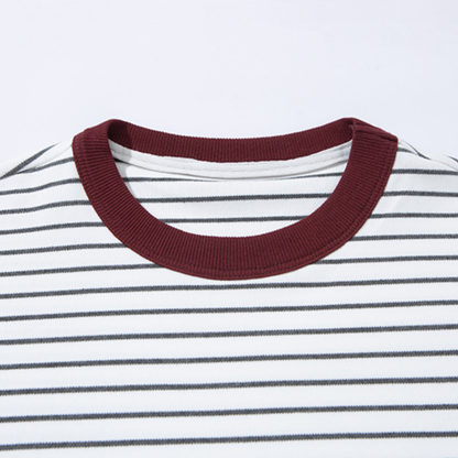 細ボーダー　ストレッチレーヨン　Tシャツ　N1632