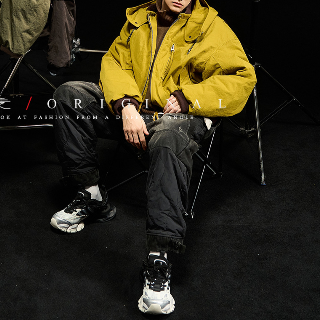 [YMORIGINAL] White Duck Down Detachable Hood/Ribbed Jacket N844