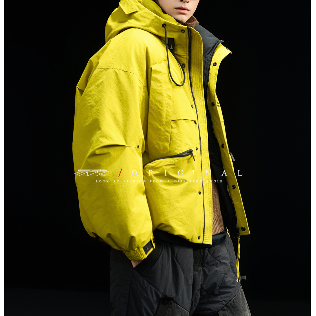 [YMORIGINAL] White Duck Down Zip Pocket Hooded Jacket N852